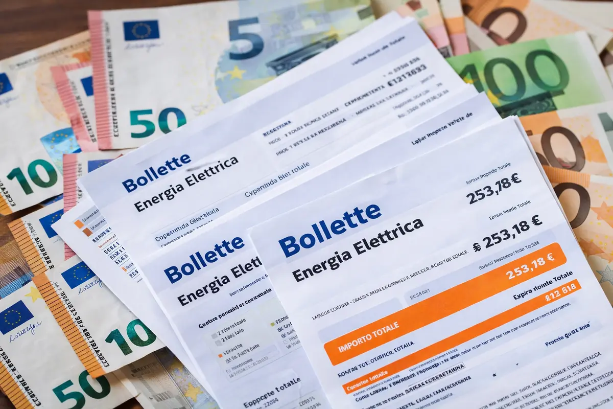 Bollette e banconote in evidenza