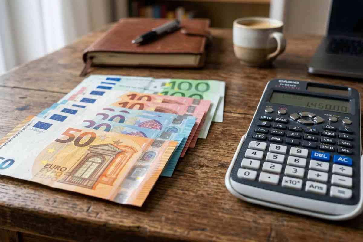 Euro calcolatrice su un tavolo